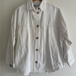 Zara White Denim Chore Jacket
